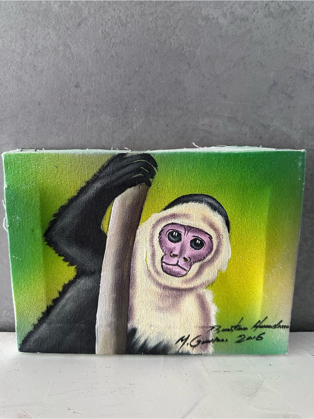 Capuchin Monkey ORIGINAL Painting SIGNED Acrylic On Canvas 6x8